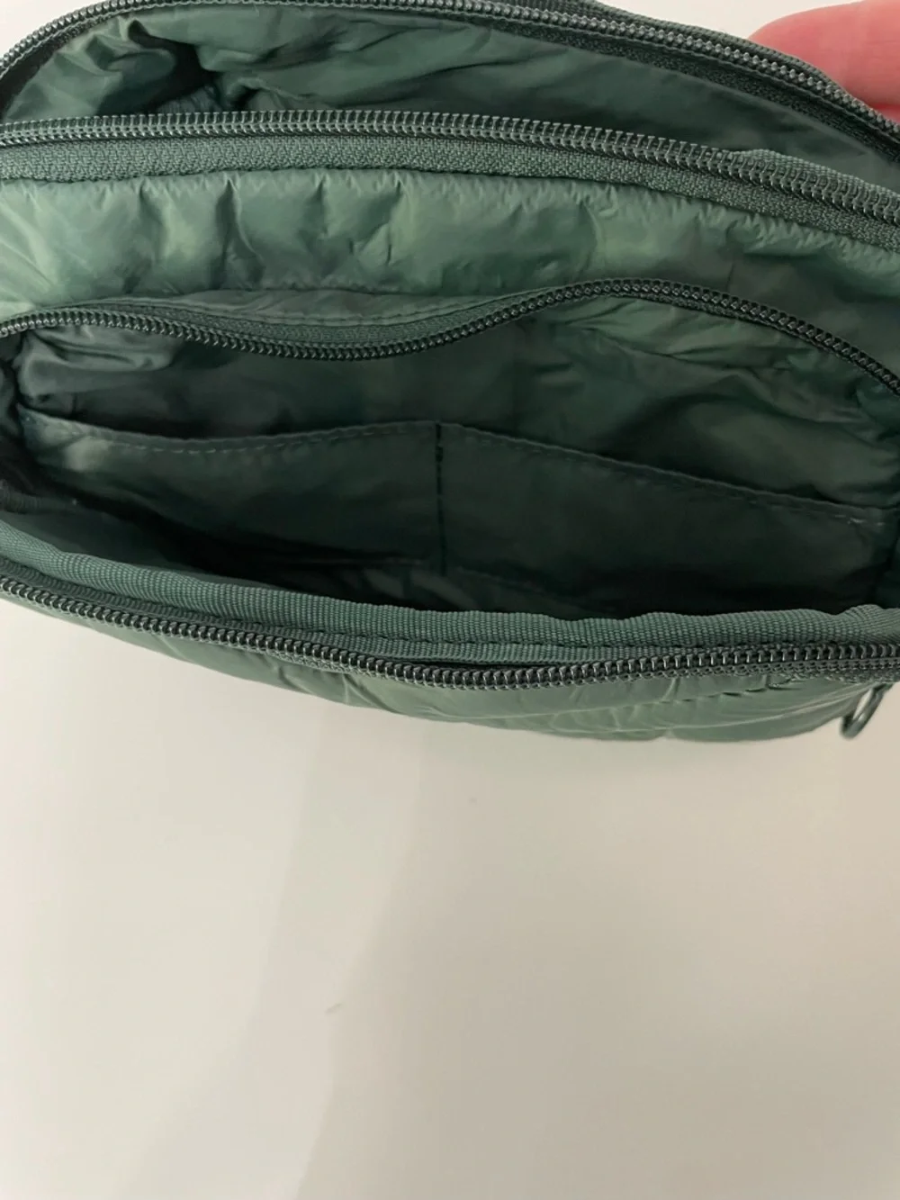 Lands End Ultra Light Quilted Forest Green Puffer Adjustable Crossbody Bag Cabin